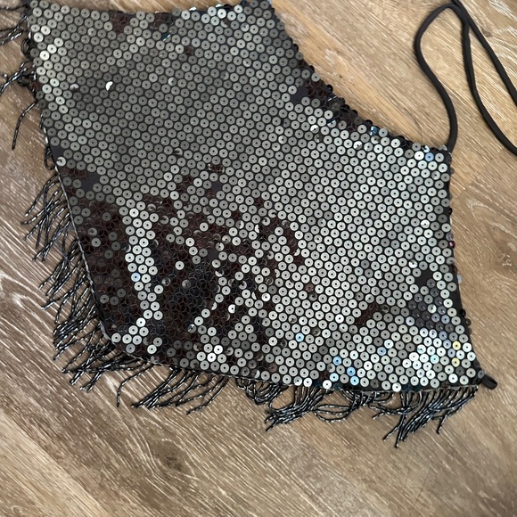 Silver Sequin Fringe Top KOREA - Picture 2 of 8